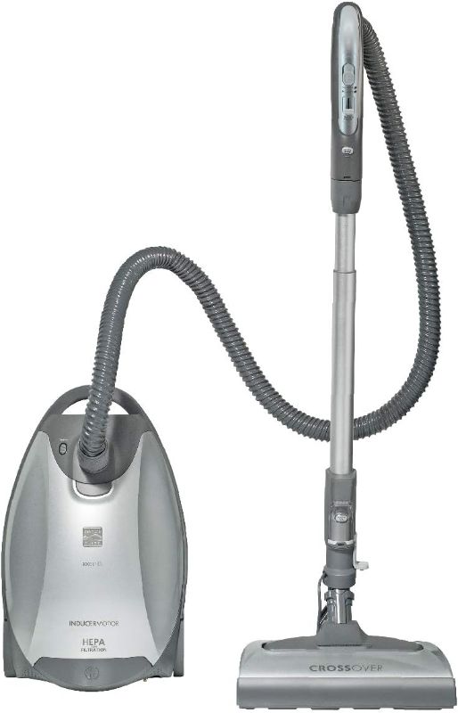 Photo 1 of (VISIBLY USED) Kenmore Elite 21814 Pet Friendly CrossOver Lightweight Bagged HEPA Canister Vacuum with Pet PowerMate, Extended Telescoping Wand, Retractable Cord, 2 Floor Nozzles, and 4 Cleaning Tools-Silver/Gray
 Kenmore Star Grip Elite Kenmore Q Bag  MO