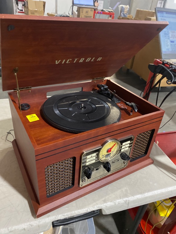 Photo 5 of **FOR PARTS ONLY*NON-FUNCITONAL*BROKEN NEEDLE AND BASE*
Victorola 6 in 1 Music Center , Brown Victrola Nostalgic 6-in-1 Bluetooth Record Player 