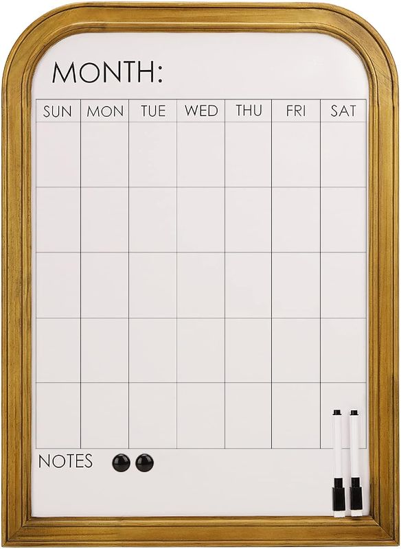 Photo 1 of Calendar Whiteboard RLH-6090-88  (60x90cm) 1pc Dry Erase Calendar for Wall, Magnetic Calendar Whiteboard Monthly with Decorative Solid Wood Frame, White Board Calendar for Home or Office to Keep Track of to-Do Lists, 17''*23'', Natural
