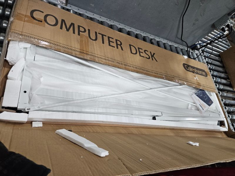 Photo 1 of Modern Simple High-Level Color Matching Computer Desk,55 Inch Home Office Desk,Makeup Vanity Desk,White 55 Inches White