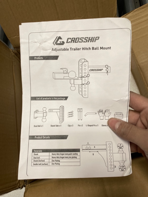 Photo 3 of CROSSHIP Adjustable Trailer Hitch Ball Mount - Fits 2'' Receiver, 6Inch Drop/Rise Drop Hitch with 2'' & 2-5/16'' Solid Dual Balls 25,000 lbs Capacity- Tow Hitch for Heavy Duty Truck with Double Pins 6 Inch Drop Hitch with Quick Pin