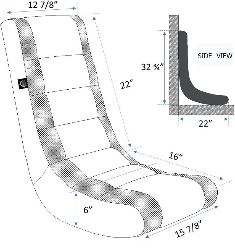 Photo 2 of (SEE NOTES)  The Crew Furniture Classic Video Rocker Floor Gaming Chair, Kids and Teens, Racing Stripe PU Faux Leather & Polyester Mesh, Black/Black
 Video Game Floor Chair Couch, Adjustable (Black Pleather & Mesh) 