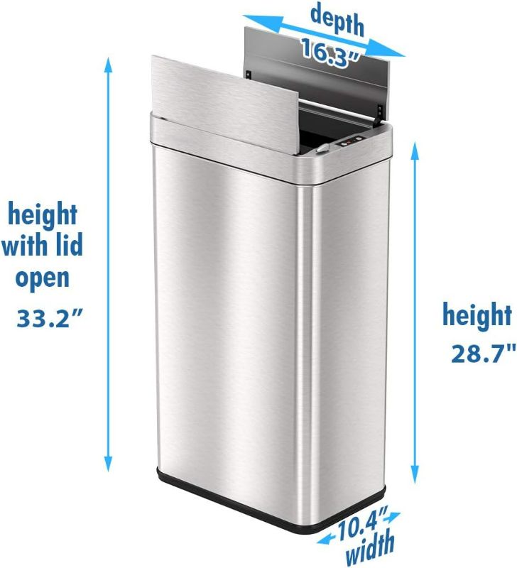 Photo 3 of (READ FULL POST) iTouchless 18 Gallon Wings-Open Sensor Trash Can with AbsorbX Odor Filter & Pet-Proof Lid, 68 Liter Stainless Steel Automatic Touchless Kitchen Garbage Bin Stainless Steel, 18 Gallon