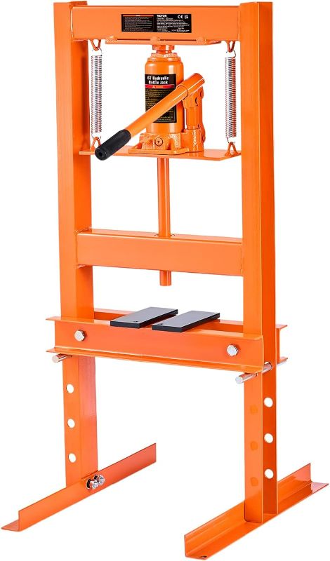 Photo 1 of **DAMAGED*MISSING PARTS**SOLD AS IS***
VEVOR Hydraulic 6 Ton H-Frame Garage Floor Adjustable Shop Press with Plates, 6T, Orange