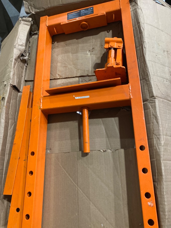 Photo 2 of **DAMAGED*MISSING PARTS**SOLD AS IS***
VEVOR Hydraulic 6 Ton H-Frame Garage Floor Adjustable Shop Press with Plates, 6T, Orange