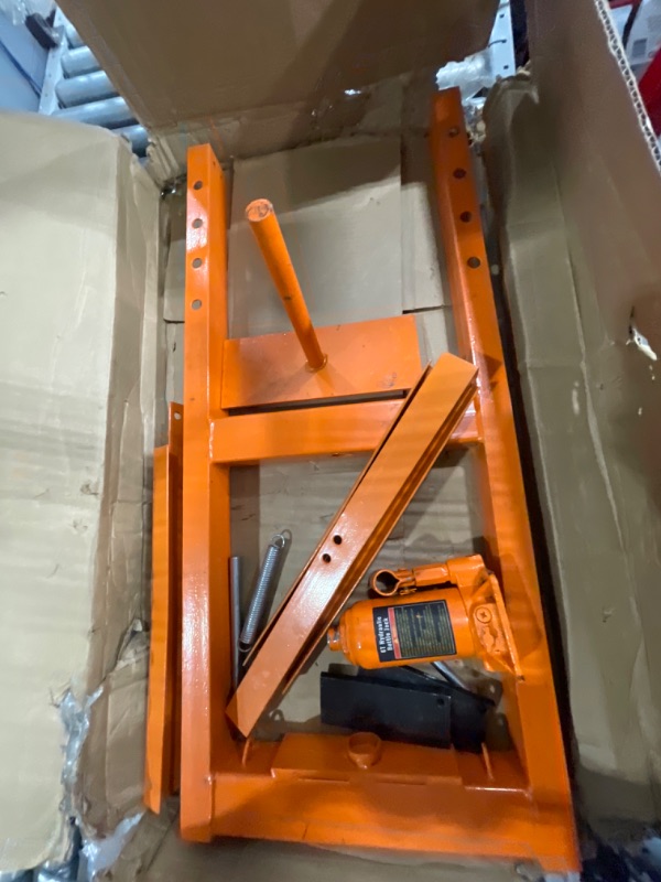 Photo 5 of **DAMAGED*MISSING PARTS**SOLD AS IS***
VEVOR Hydraulic 6 Ton H-Frame Garage Floor Adjustable Shop Press with Plates, 6T, Orange