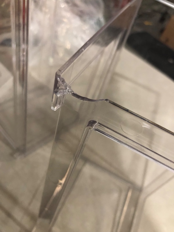 Photo 1 of ***SMALL CRACKS ON FRONT BOTTOM CORNERS OF BOTH BINS. STILL FUNCTIONAL PICTURED***
 Plastic Stackable Storage with Pull Out Bin - 2 Pack - Clear 14 x 7 x 8