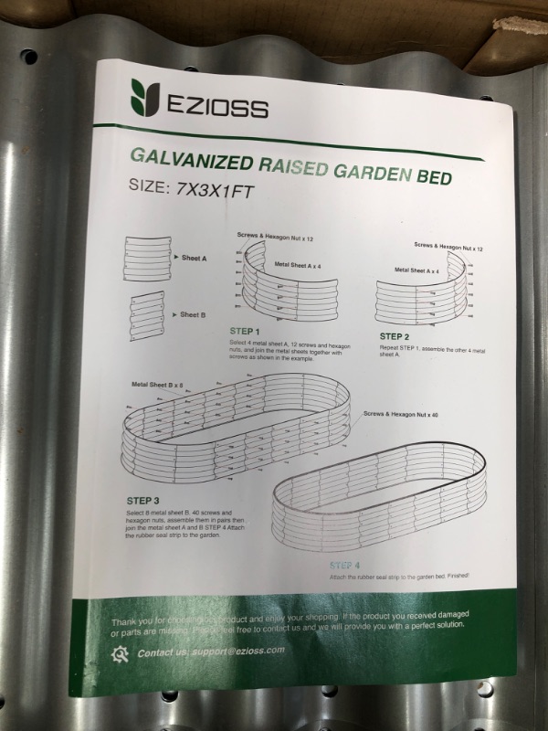 Photo 1 of EZIOSS Raised Garden Bed - Galvanized Planter Box for Outdoor Gardening and Planting, Ideal for Vegetables and Plants 5x3x1ft
