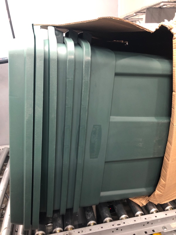 Photo 1 of Rubbermaid ECOSense High-Top Storage Containers with Lids, 37 Gal Pack of 3, Durable and Reusable Stackable Storage Bins for Garage or Home Organization, Made From Recycled Materials 37 Gal - 3 Pack