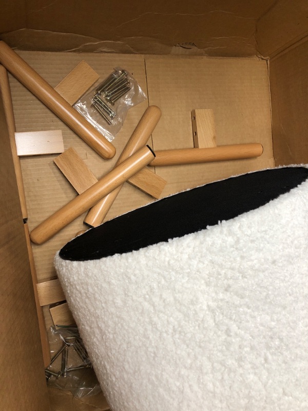 Photo 1 of Cpintltr Storage Ottoman Footstool Round Footrest Soft Padded Foot Stool with Solid Wood Legs Accent Side Table Step Stool Extra Seating for Hallway Living Room Bedroom Entryway White