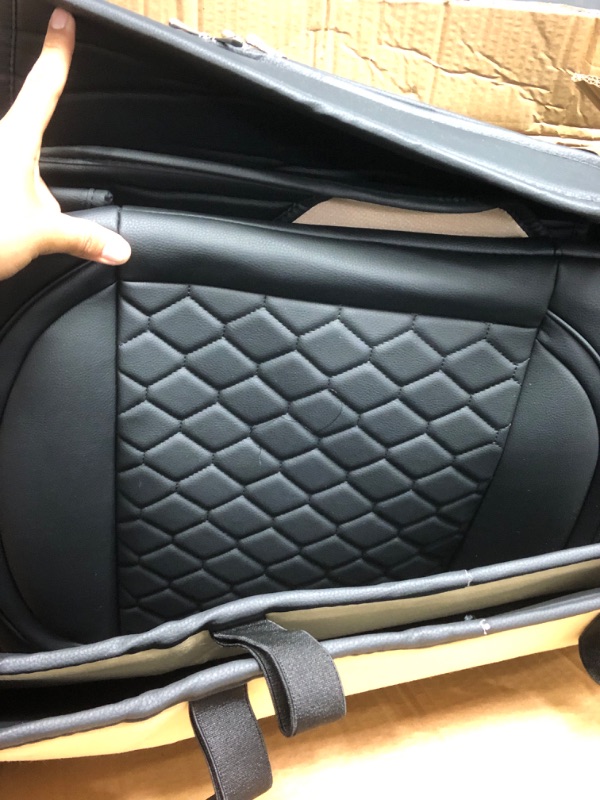 Photo 2 of Elantrip Front Car Seat Cover Luxury Faux Leather Pocket with High Density Foam Non-Slip, Waterproof, Suitable for Cars, Trucks & SUVS (2PC Black) Black Full Coverage front pair