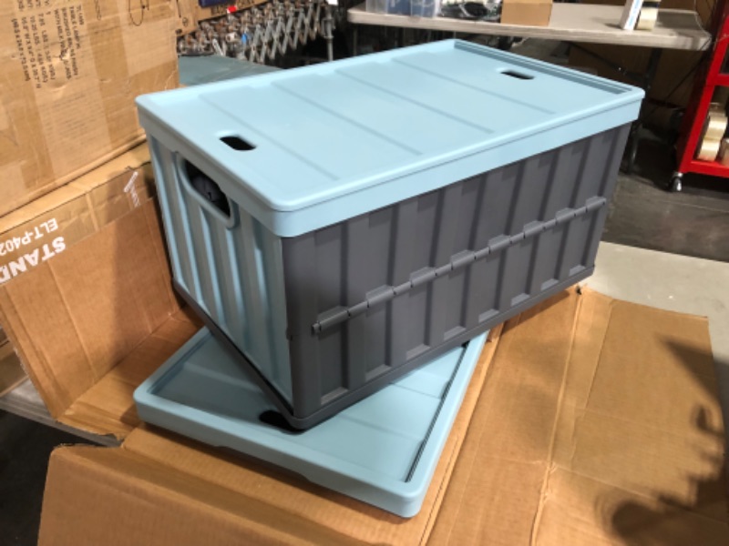 Photo 2 of ***USED***
Citylife 64L Collapsible Storage Bins with Lids Plastic Storage Containers Blue 64L/67.6 QT, 23.35''L×15.28''W×12.01H''