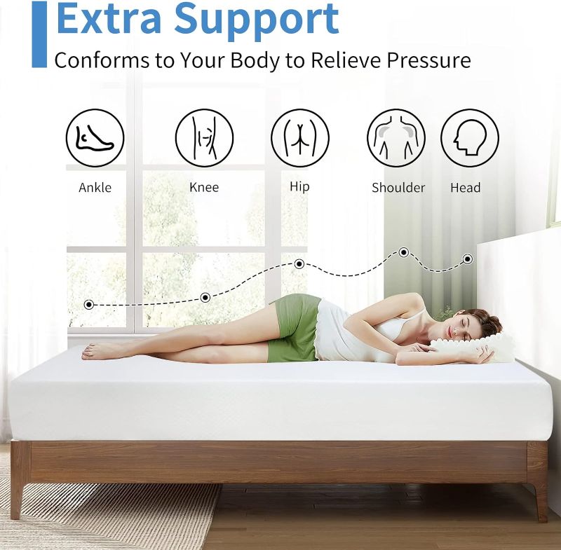 Photo 1 of 32x32x106cm 10 inch Gel Memory Foam Mattress Comfort Twin Mattress Medium Firm Mattresses Bed-in-a-Box CertiPUR-US Certified for Cool Sleep & Pressure Relief, White
