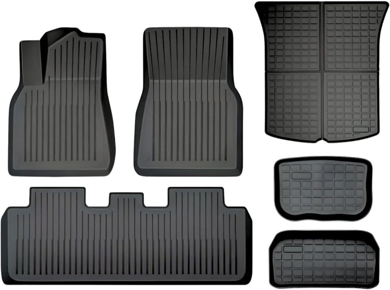 Photo 1 of Maysoo Tesla Model Y Floor Mats, Tesla Model Y 5-Seat 2020-2023 Accessories, All Weather Floor Mat Front Rear Cargo Liner Mat, Heavy Duty Floor Mats (Set of 6) Model Y floor mats (set of 6)