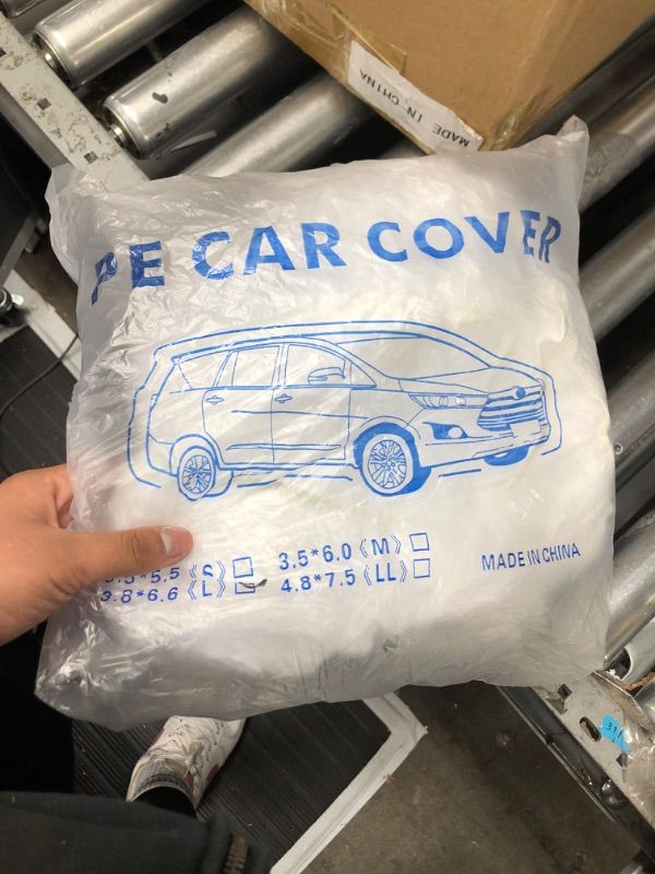 Photo 2 of 2 Set of Thicken PE Plastic Car Cover- Elastic Band Clear Waterproof Dustproof Car Protective Cover for All Brands of Sedan Cars
