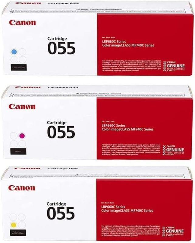 Photo 1 of Canon Genuine 055 CMY Color Toner Cartridge Set, Cyan Magenta & Yellow