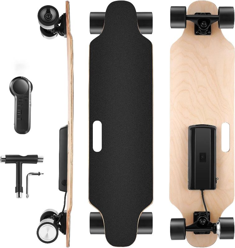 Photo 1 of (READ FULL POST) Caroma Electric Skateboards with Remote, 700W Brushless Motor, 18.6MPH Top Speed, 12 Miles Max Range, 3 Speed Mode E Skateboard, Electric Longboard for Adults Teens with Easy Carry Handle Energic Orange-350W