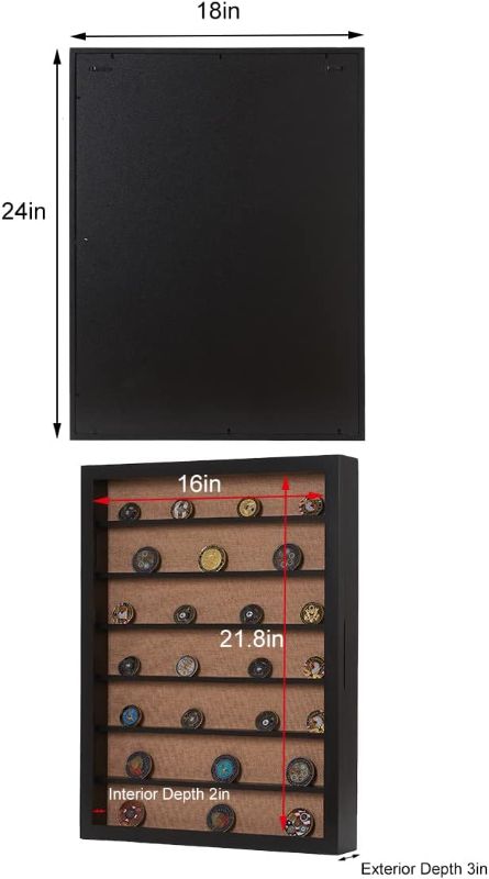 Photo 2 of 18x24 Shadow Box with Shelves and Hinged Door, Extra Large Shadow Boxes Display Cases with Movable Shelves for Coins Medals Bouquet Figures Miniatures-Black 