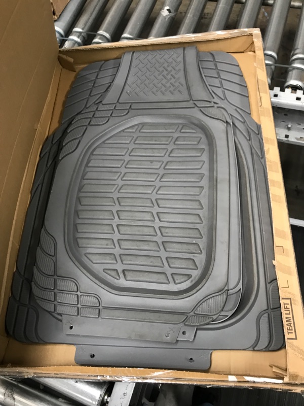 Photo 2 of Motor Trend 923-GR Gray FlexTough Contour Liners-Deep Dish Heavy Duty Rubber Floor Mats & Van-All Weather Protection Trim & Premium FlexTough All-Protection Cargo Liner Trunk Mat, Gray, 54" x 37"