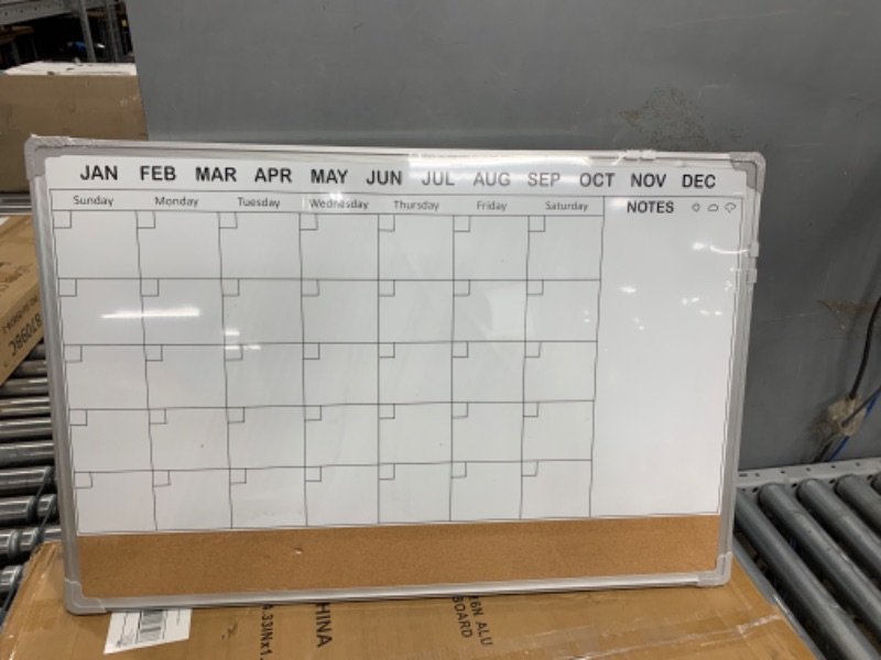 Photo 2 of EAONE Monthly Whiteboard Calendar and Cork Board Combo for Wall, 36" X 24" Double-Sided Magnetic Dry Erase Board, Silver Aluminum Framed Whiteboard for Office, Classroom, Kitchen and Home 36x24