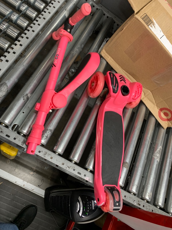 Photo 1 of 3 Wheeled Scooter for Kids - Stand & Cruise Child/Toddlers Toy Folding Kick Scooters w/Adjustable Height, Anti-Slip Deck, Flashing Wheel Lights, for Boys/Girls 2-12 Year Old - Hurtle HURFS56 Watermelon