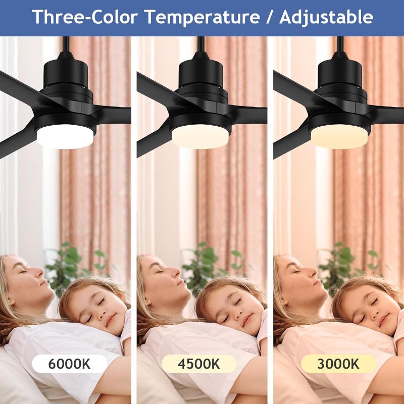 Photo 4 of (READ FULL POST) Ceiling Fans with Lights and Remote, Black Outdoor Ceiling Fan with Remote, 52 inch Modern Fan with Reversible DC Motor for Patio Bedroom
