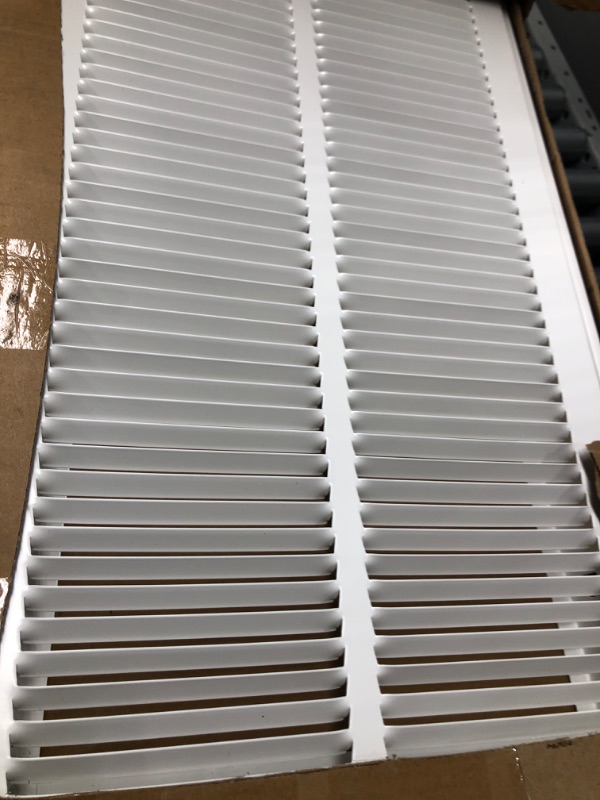 Photo 2 of 12" X 30 Steel Return Air Filter Grille for 1" Filter - Fixed Hinged - Ceiling Recommended - HVAC Duct Cover - Flat Stamped Face - White [Outer Dimensions: 14.5 X 31.75] 12 X 30