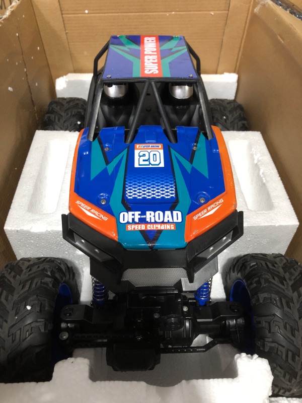 Photo 2 of DEERC DE60 Large 1:8 Scale Upgraded RC Cars Remote Control Car for Adults Boys,Off Road Monster Truck with Realistic Sound,2.4Ghz 4WD Rock Crawler Toy All Terrain Climbing,2 Batteries for 80 Min Play Classic Blue