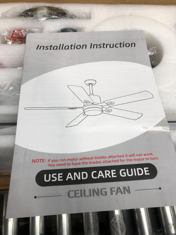 Photo 3 of ***USED LIKE NEW***Obabala Ceiling Fans with Lights, 52-inch Outdoor/Indoor Fan with Remote, Matte Black, (5 Blades) Model 1