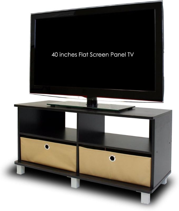 Photo 1 of (LOOSE HARDWARE)  Furinno Entertainment Center w/2 Bin Drawers, Espresso/Brown 