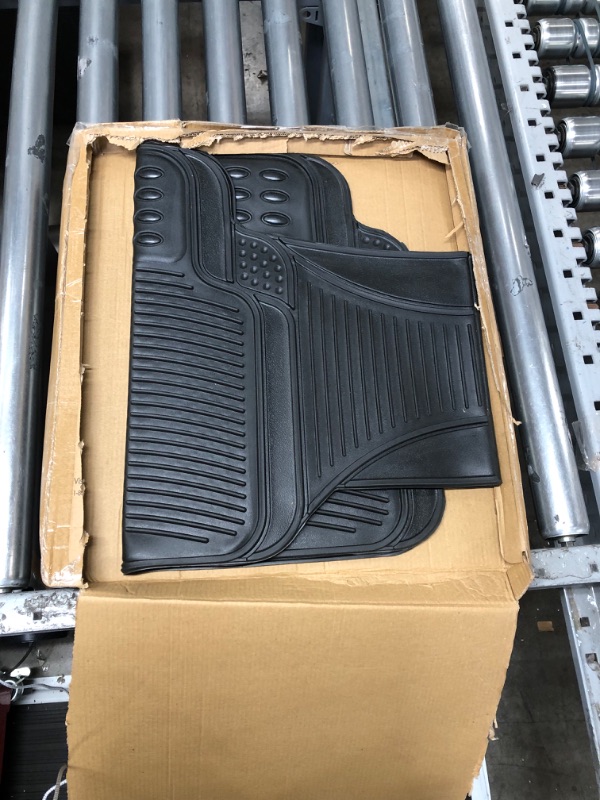 Photo 1 of FH Group F11306BLACKREAR Universal Fit Trimmable Non-Slip Vinyl Black Automotive Floor Mats fits most Cars, SUVs, and Trucks - Rear Set Black - Rear