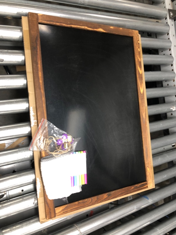 Photo 2 of KOOLDE Magnetic Chalkboard 12x16 Hanging Framed Wall Chalk Board Combination Chalk Board & Bulletin Board Rustic Wooden Framed Blackboard for Kids, Home, Office, Restaurant No Text 12 x 16 Inches