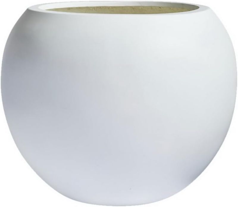 Photo 1 of 1-Piece 12 inch Fiberstone Planter for Indoor/Outdoor, White,