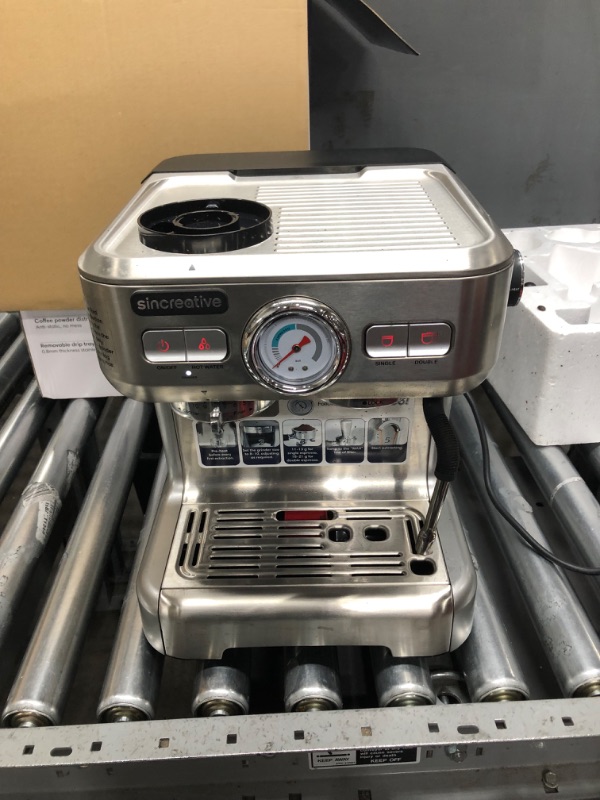 Photo 2 of **PARTS ONLY DOES NOT FUNCTION PROPERLY**
Sincreative CM5700 Espresso Machine and Coffee Maker W/Grinder & Steam Wand
