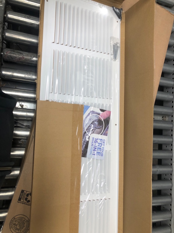 Photo 2 of 28" x 8" Return Air Grille - Sidewall and Ceiling - HVAC Vent Duct Cover Diffuser - [White] [Outer Dimensions: 29.75w X 9.75" h] 28x8 White