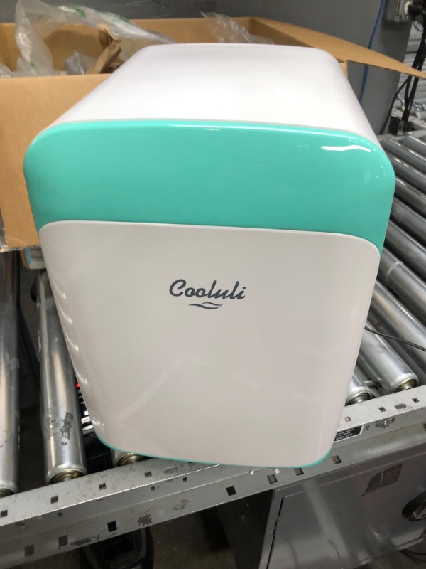 Photo 2 of Cooluli 15L Mini Fridge for Bedroom - Car, Office Desk & College Dorm Room - 12V Portable Cooler & Warmer for Food, Drinks, Skincare, Beauty, Makeup & Cosmetics - AC/DC Small Refrigerator (Turquoise) 15 Liter Teal