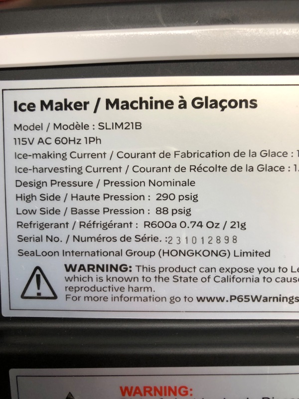 Photo 4 of **READ NOTES, NON-FUNCTIONAL, SOLD FOR PARTS NON-REFUNDABLE**
Silonn Ice Maker Countertop, Portable Ice Machine 