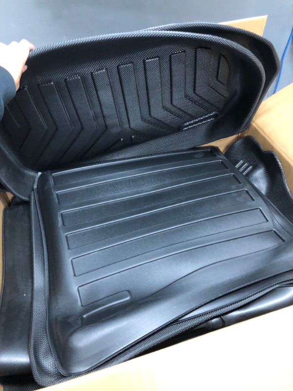 Photo 3 of (6 Pack) Tesla Model Y Floor Mats 2023 2022 2021 2020 3D Full Cover Front Rear Trunk Mats Custom Fits Floor Liners for Tesla Model Y Accessories All-Weather Protect Rear Cargo Liner Mats Model Y ?6 Pack?Floor+Cargo+Trunk Mats