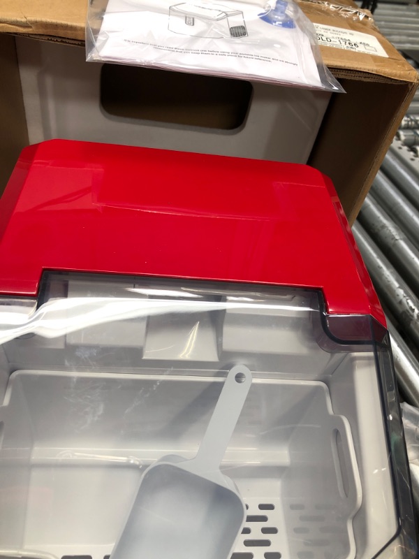 Photo 1 of Nugget Ice Maker Countertop, Crushed Chewable Ice Maker, Self Cleaning Ice Makers with One-Click Operation, 34Lbs/24H, Pebble Portable Ice Machine with Ice Scoop for Home Bar Camping RV (Red) Nugget Ice - 34lbs Red-Nugget ice 1