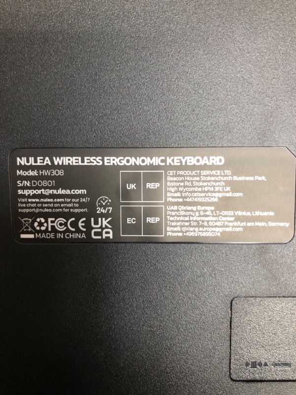 Photo 3 of Nulea Wireless Ergonomic Keyboard, 2.4G Split Keyboard with Cushioned Wrist and Palm Support, Arched Keyboard Design for Natural Typing, Compatible with Windows/Mac