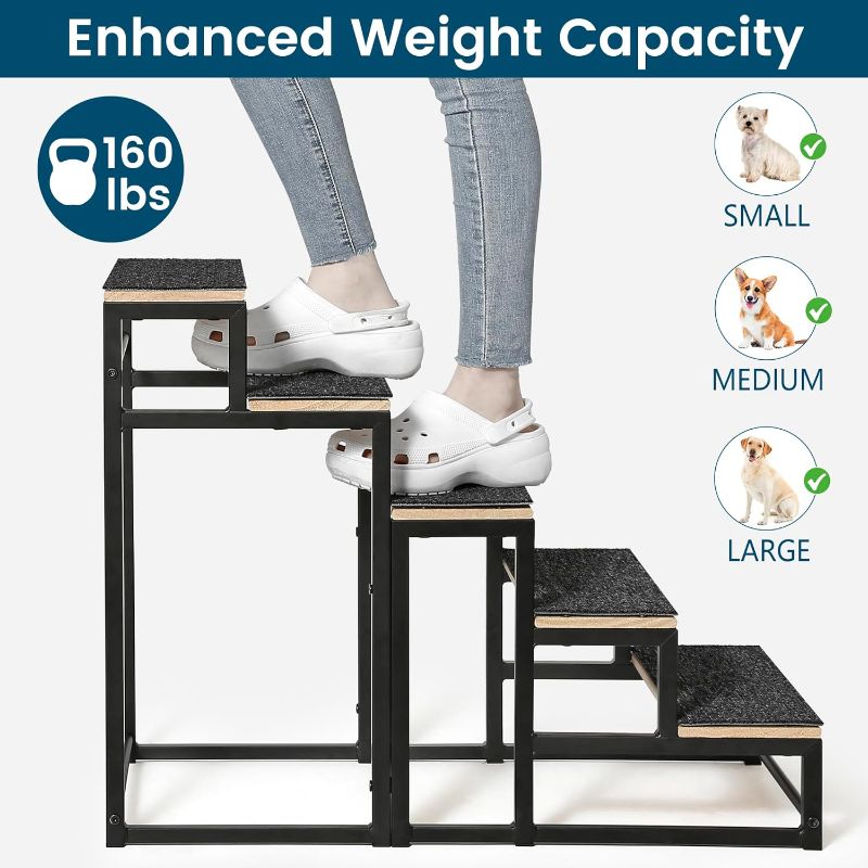 Photo 3 of (READ NOTES) Senneny Dog Stairs for Dogs up to 160 lbs, Pet Stairs with Sturdy Steel Frame, Solid Wood Steps and Non-Slip Stair Tread, Dog Steps for High Bed, 6 Step 6-Steps(27 Inch High)