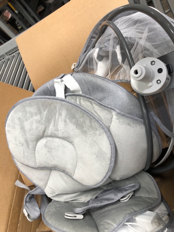 Photo 2 of **READ NOTES PARTS ONLYU NON REFUNDABLE CAN NOT BE SET UP CORRECTLY
Ixdregan Baby Swings for Infants - Exclusive App & Bluetooth Electric Baby Swing, Smart Sensor&Timing, 5 Speeds, 12 Preset Lullabies and Back-(Grey)