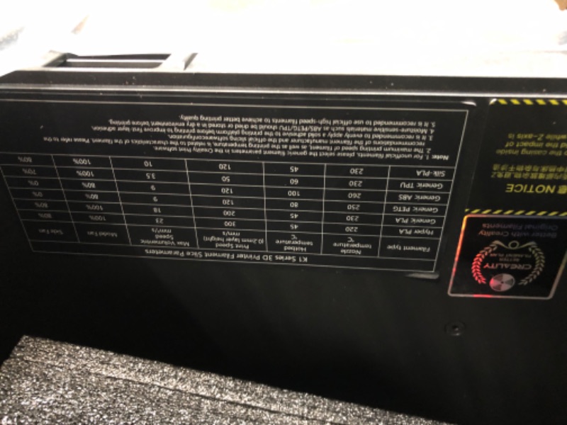 Photo 1 of ***see notes***Official Creality K1 3D Printer, 600mm/s High-Speed 3D Printer with 32mm³/s Max Flow Hotend, Hands-Free Auto Leveling, Self-Test with One Tap, Dual Cooling, 8.66x8.66x9.84 inch