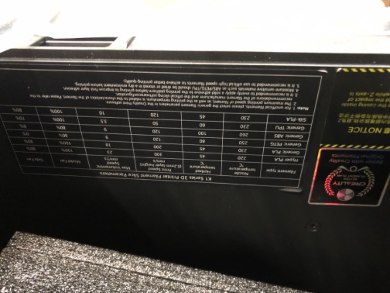Photo 2 of ***see notes***Official Creality K1 3D Printer, 600mm/s High-Speed 3D Printer with 32mm³/s Max Flow Hotend, Hands-Free Auto Leveling, Self-Test with One Tap, Dual Cooling, 8.66x8.66x9.84 inch
