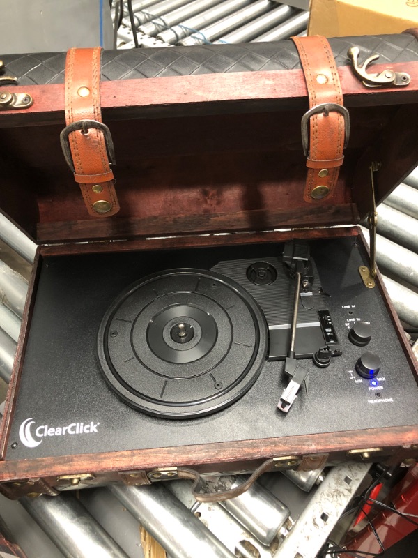 Photo 2 of ClearClick Vintage Suitcase Turntable with Bluetooth & USB - Classic Wooden Retro Style