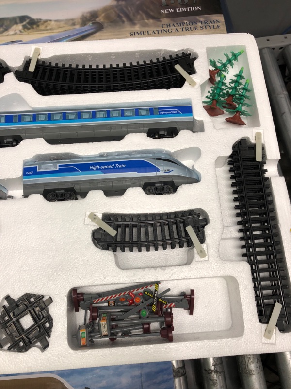 Photo 1 of Electric Train Set for Kids - Battery Operated Train Toy with Tracks, Sounds & Light