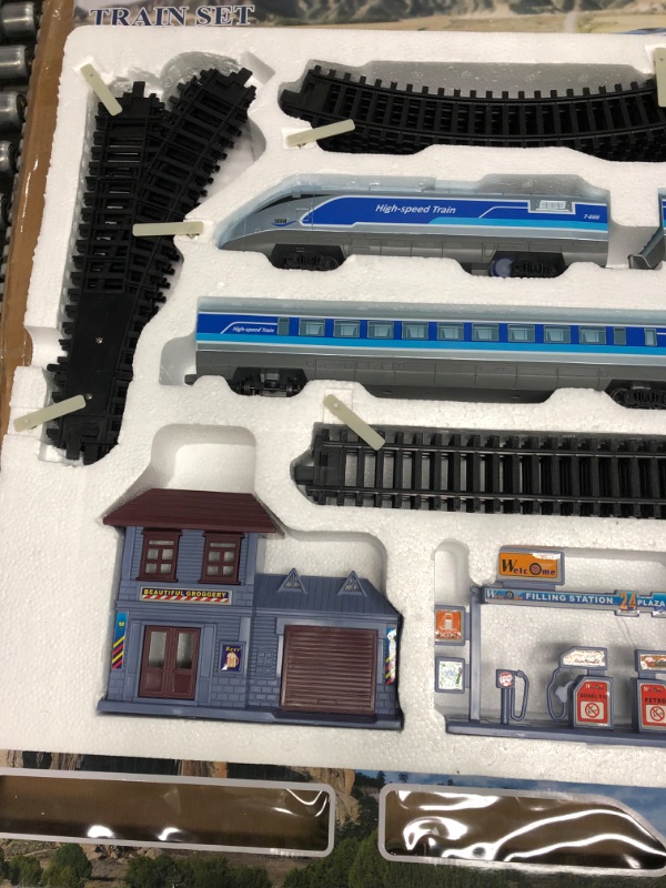 Photo 4 of Electric Train Set for Kids - Battery Operated Train Toy with Tracks, Sounds & Light