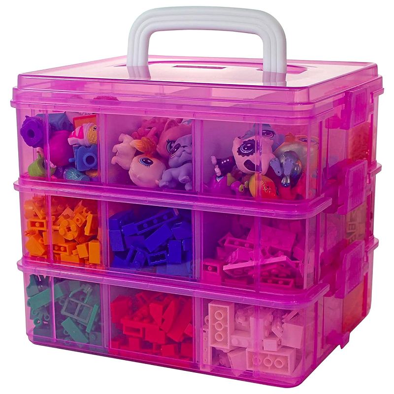 Photo 1 of Bins & Things Stackable Toy Storage organizer Compatible with LOL Surprise Dolls, Shopkins, Calico Critters and Lego storage- Portable Adjustable Craft Storage Organizer for organizing Craft Supplies
