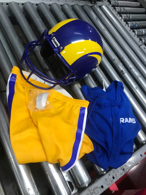 Photo 2 of Franklin Sports NFL Kids Football Uniform Set - NFL Youth Football Costume for Boys & Girls - Set Includes Helmet, Jersey & Pants Los Angeles Rams Large