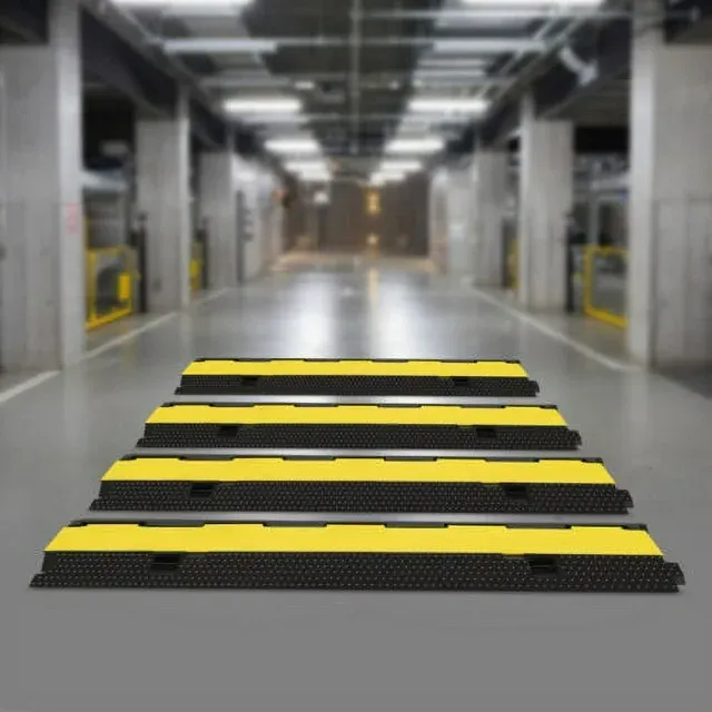 Photo 1 of 3* Cable Protector Ramps 2 Channel Rubber Electrical Wire Cover Guard Speed Bump,Black, Yellow
